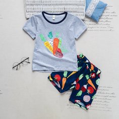 Шорты и футболка с принтом овощей для мальчиков Shein