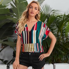 Топ с оригинальным рукавом в полоску Shein