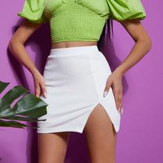 Разрез Одноцветный Повседневный Юбки Shein