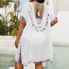 Накидка размера плюс с бахромой Shein