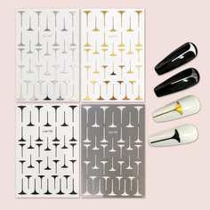 4 листа наклейка для ногтей с принтом Shein