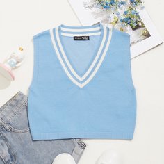 Короткий жилет-свитер в полоску Shein