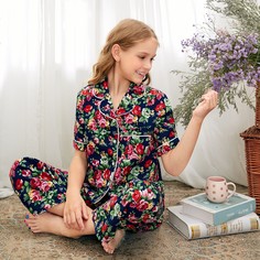Пижама с цветочным принтом для девочек Shein