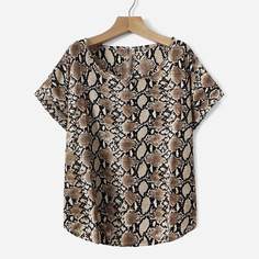 Блузка размера плюс со змеиным принтом Shein