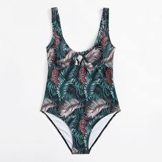 Тропический слитный купальник Shein