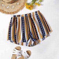 Контрастные шорты размера плюс в полоску Shein