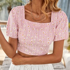 с разрезом Цветочный Бохо Блузы Shein