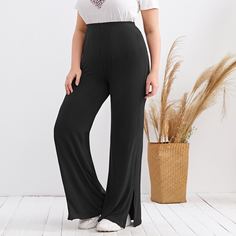 Широкие брюки размера плюс с разрезом Shein