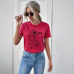 Животный Повседневный Футболки Shein