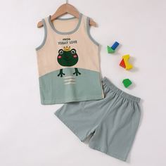 Пижама с принтом лягушки для мальчиков Shein