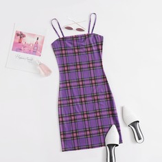 в клетку Повседневный Платья размер плюс Shein