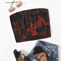 Топ с принтом китайского дракона Shein