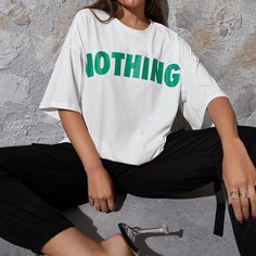 Футболка оверсайз с текстовым принтом Shein