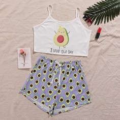 узел Мультяшный принт милый Пижама Shein