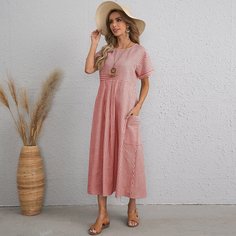 Платье в полоску с карманом Shein