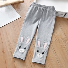 Леггинсы с вышивкой кролика для девочек Shein