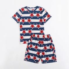 Полосатый Повседневный Домашняя одежда для мальчиков Shein