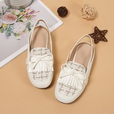 Балетки с открытой пяткой, бантом и бахромой для девочек Shein