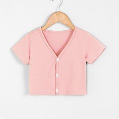 Однотонная футболка для девочек Shein