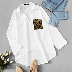 Топ С Длинным Рукавом И Леопардовым Принтом На Кармане Shein