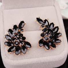 Винтажные Серьги С Крупными Черными Вставками 1 пара Shein
