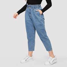 Короткие джинсы размера плюс с присборенной талией Shein