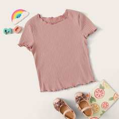 Вязаная футболка с оригинальной отделкой для девочек Shein