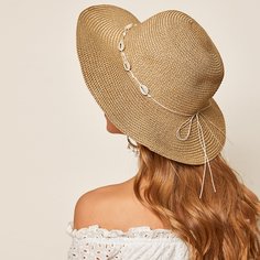 Соломенная шляпа с декором ракушки Shein