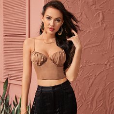 Короткий топ на шнуровке сзади Shein