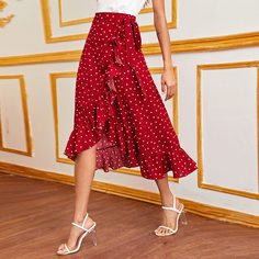 Юбка на запах с сердечным принтом Shein