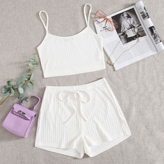 Трикотажный топ и шорты с узлом Shein