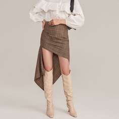 Асимметричная юбка из искусственного шелка в клетку Shein