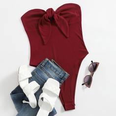 Боди без бретелек с узлом Shein