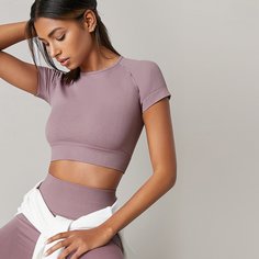 Одноцветный Спортивные футболки Shein