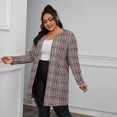 Пальто в клетку размера плюс Shein