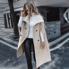Двойная кнопка Одноцветный Элегантный Пальто Shein