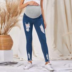 Рваные джинсы для беременных с карманом Shein