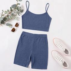 Трикотажная майка и байкерские шорты Shein