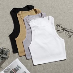 Трикотажная спортивная майка 4шт Shein