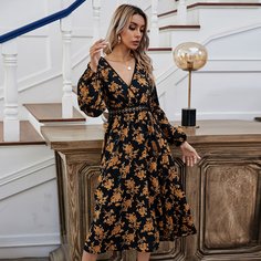 Контрастные кружева Цветочный принт Повседневный Платья Shein