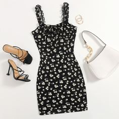 Платье с цветочным принтом и узлом Shein