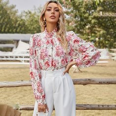 Декоративные складки Цветочный Повседневный Блузы Shein