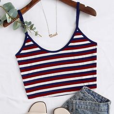 Трикотажный топ в полоску Shein