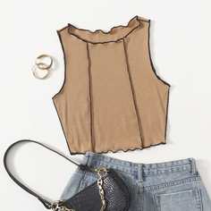 Прошитый по бокам жилет из салата с прострочкой Shein