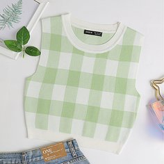 Вязаный жилет в клетку Shein