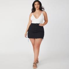 Однотонное боди размера плюс с глубоким воротником Shein