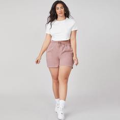 Однотонные шорты размера плюс с карманом Shein