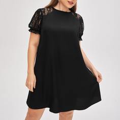 Платье размера плюс с кружевным рукавом Shein