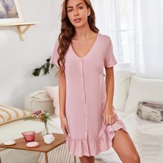 Домашнее платье с пуговицами Shein