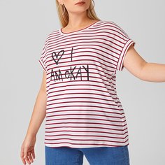 буква Повседневный Футболка размера плюс Shein
